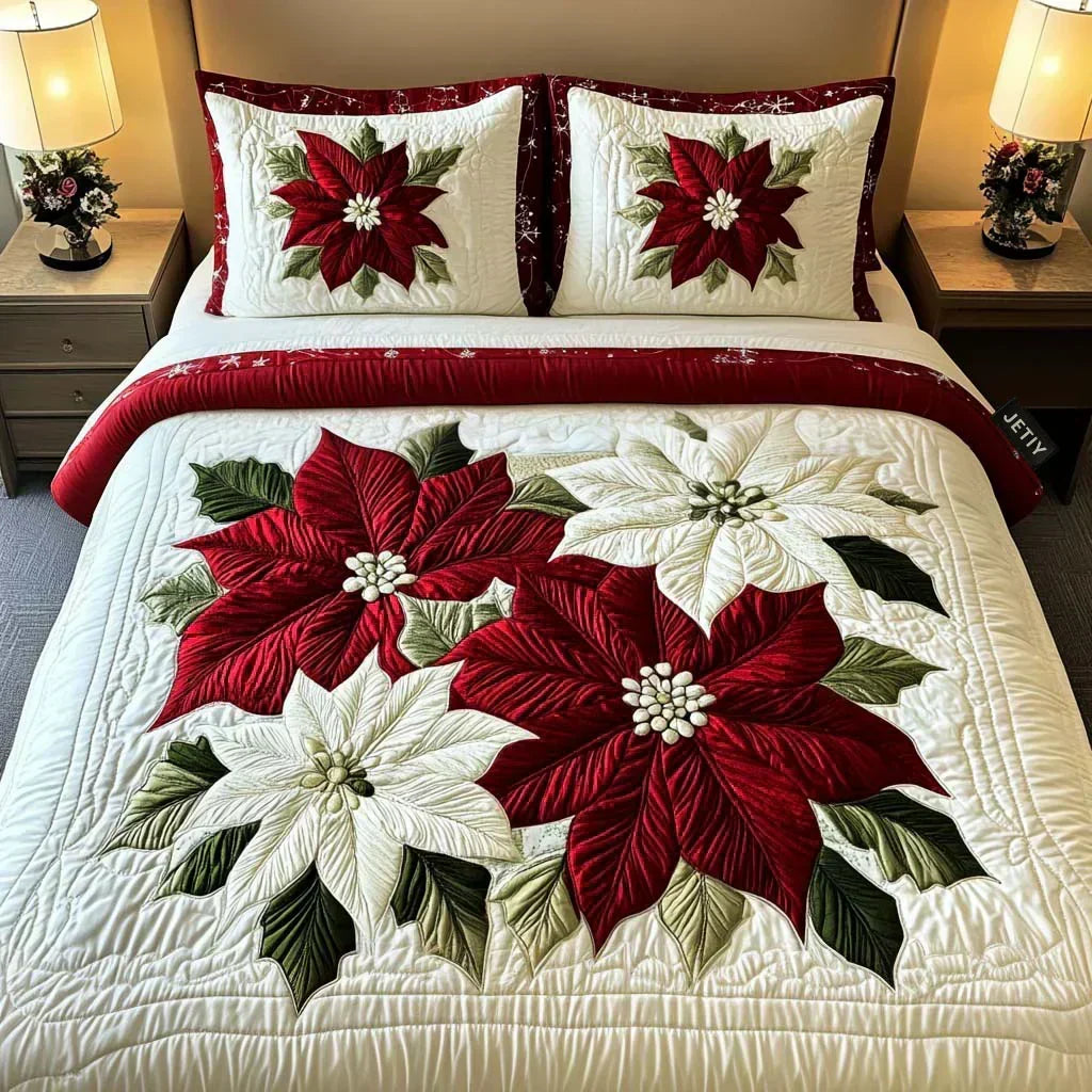 Winterliche Weihnachtssterne Bettwäsche-Set