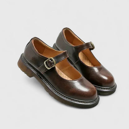Aveline Leder-Plateauschuhe