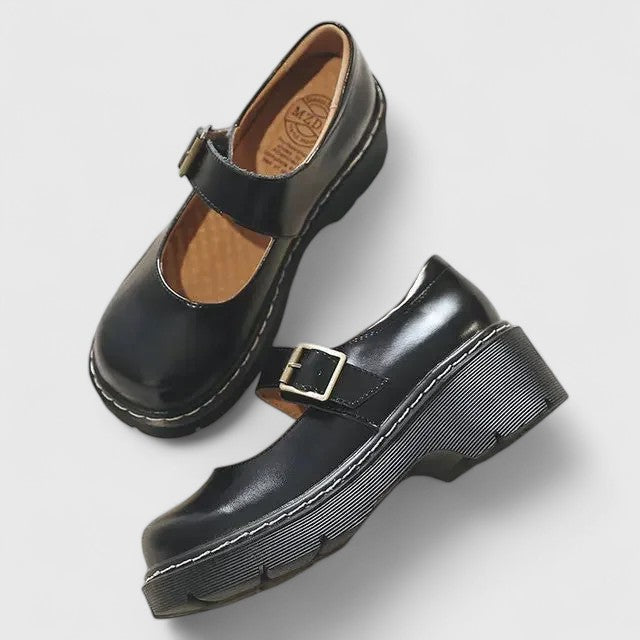 Aveline Leder-Plateauschuhe