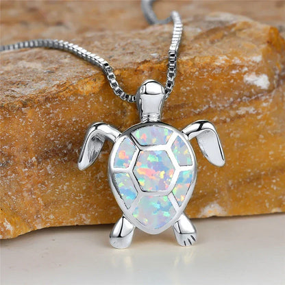 Vintage-Schildkrötenkette mit Feueropal