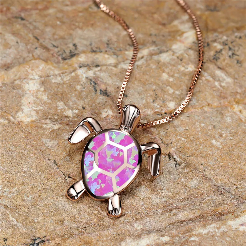 Vintage-Schildkrötenkette mit Feueropal