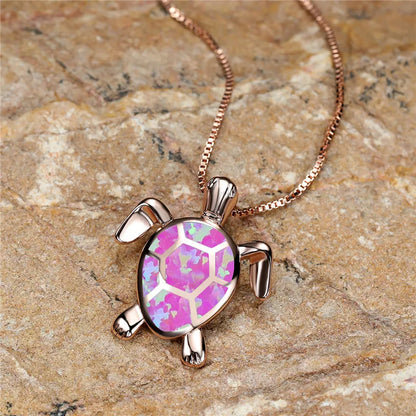 Vintage-Schildkrötenkette mit Feueropal