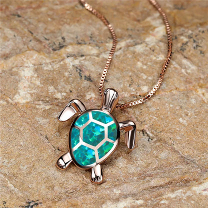 Vintage-Schildkrötenkette mit Feueropal