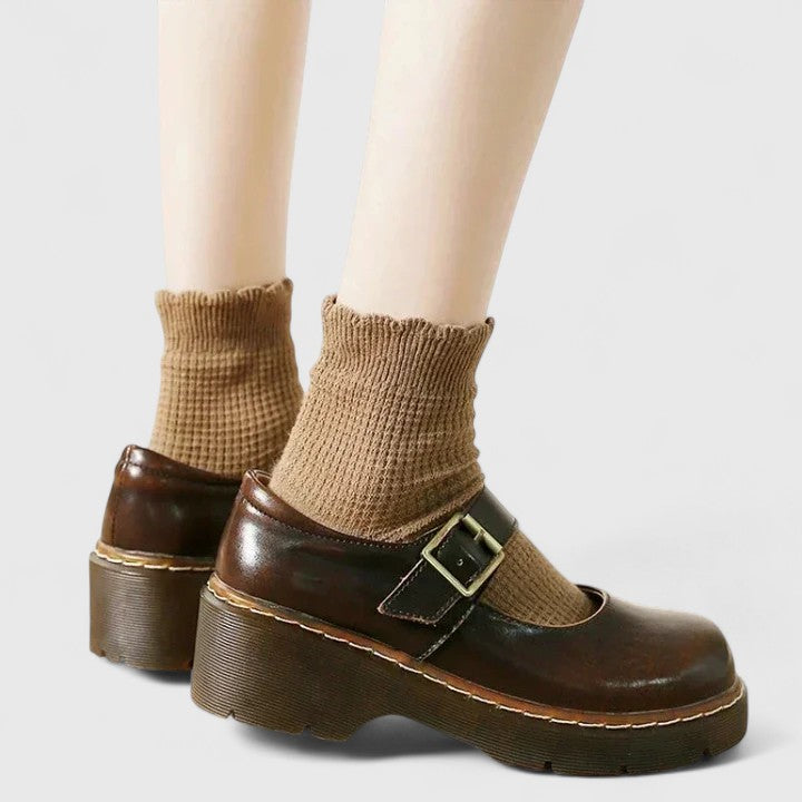 Aveline Leder-Plateauschuhe