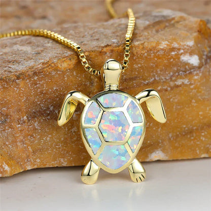 Vintage-Schildkrötenkette mit Feueropal