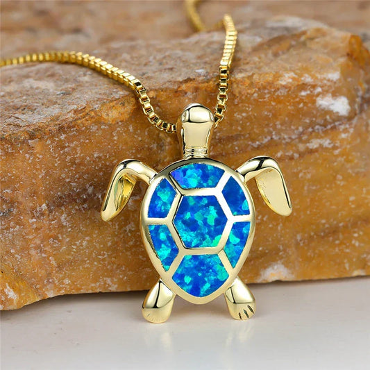 Vintage-Schildkrötenkette mit Feueropal