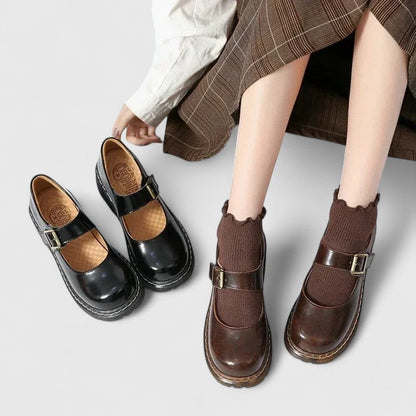 Aveline Leder-Plateauschuhe