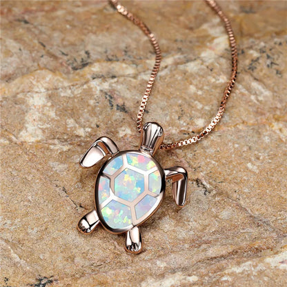 Vintage-Schildkrötenkette mit Feueropal