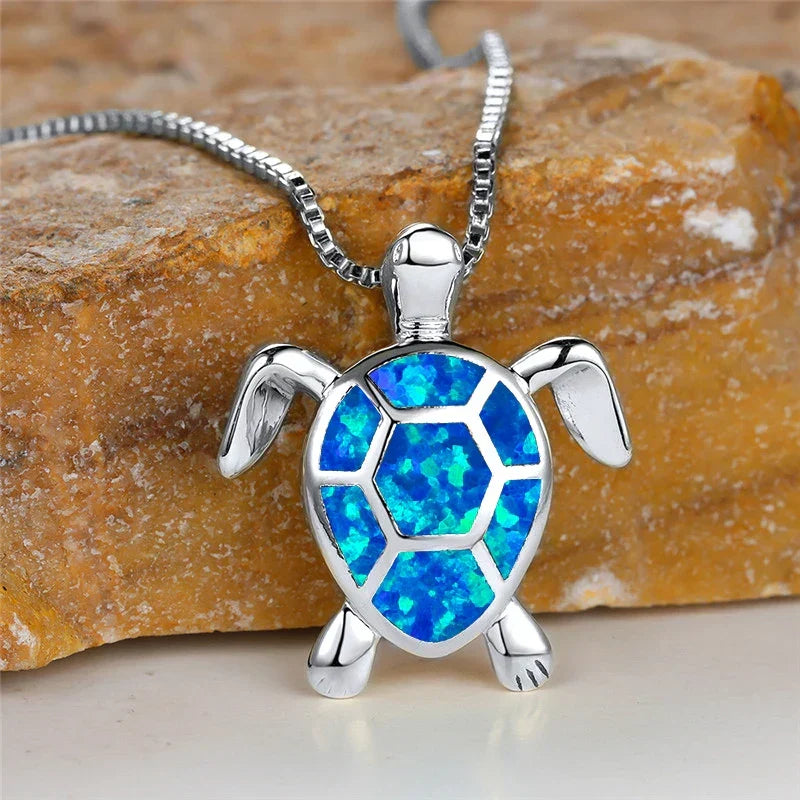 Vintage-Schildkrötenkette mit Feueropal