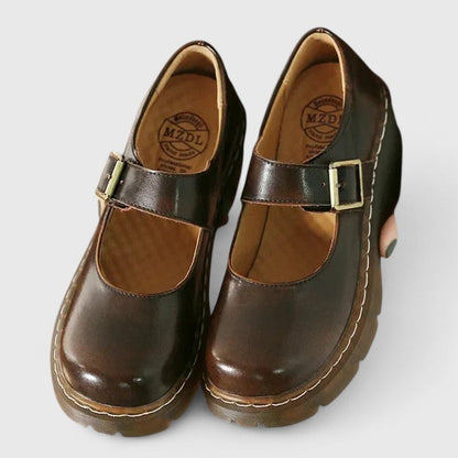 Aveline Leder-Plateauschuhe
