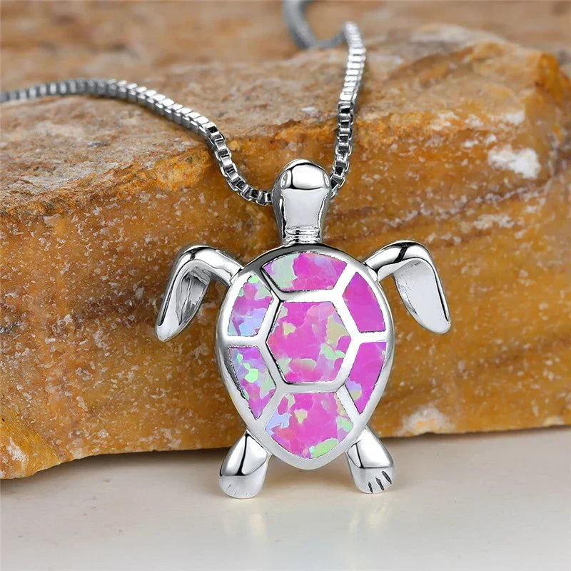 Vintage-Schildkrötenkette mit Feueropal