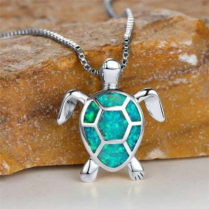 Vintage-Schildkrötenkette mit Feueropal