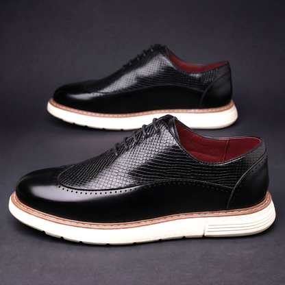 Brogue-Sneaker Kroko-Optik