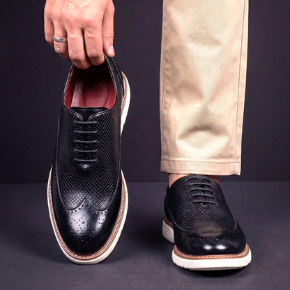 Brogue-Sneaker Kroko-Optik