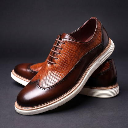 Brogue-Sneaker Kroko-Optik