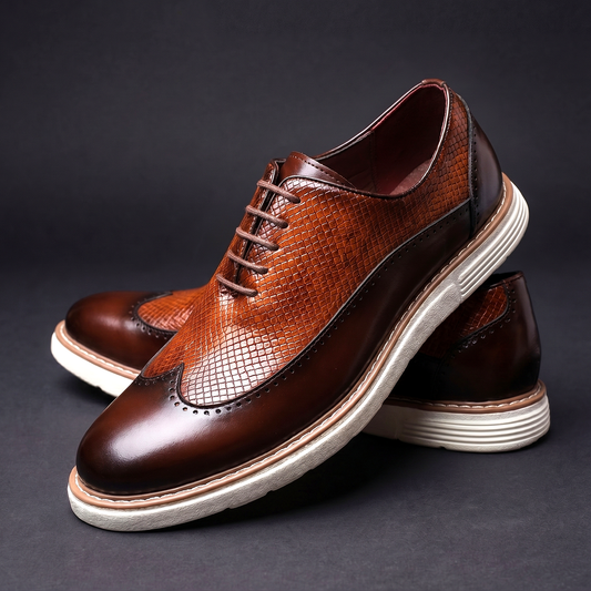 Brogue-Sneaker Kroko-Optik