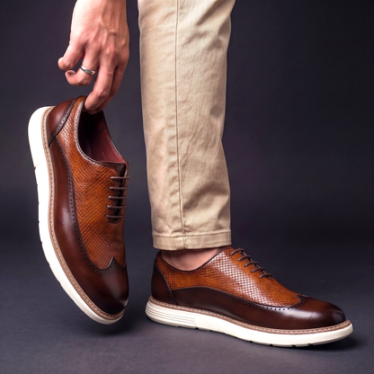 Brogue-Sneaker Kroko-Optik