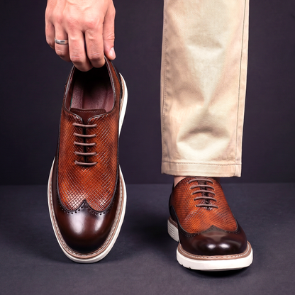 Brogue-Sneaker Kroko-Optik