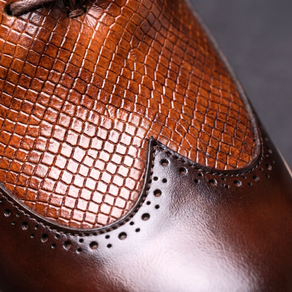 Brogue-Sneaker Kroko-Optik