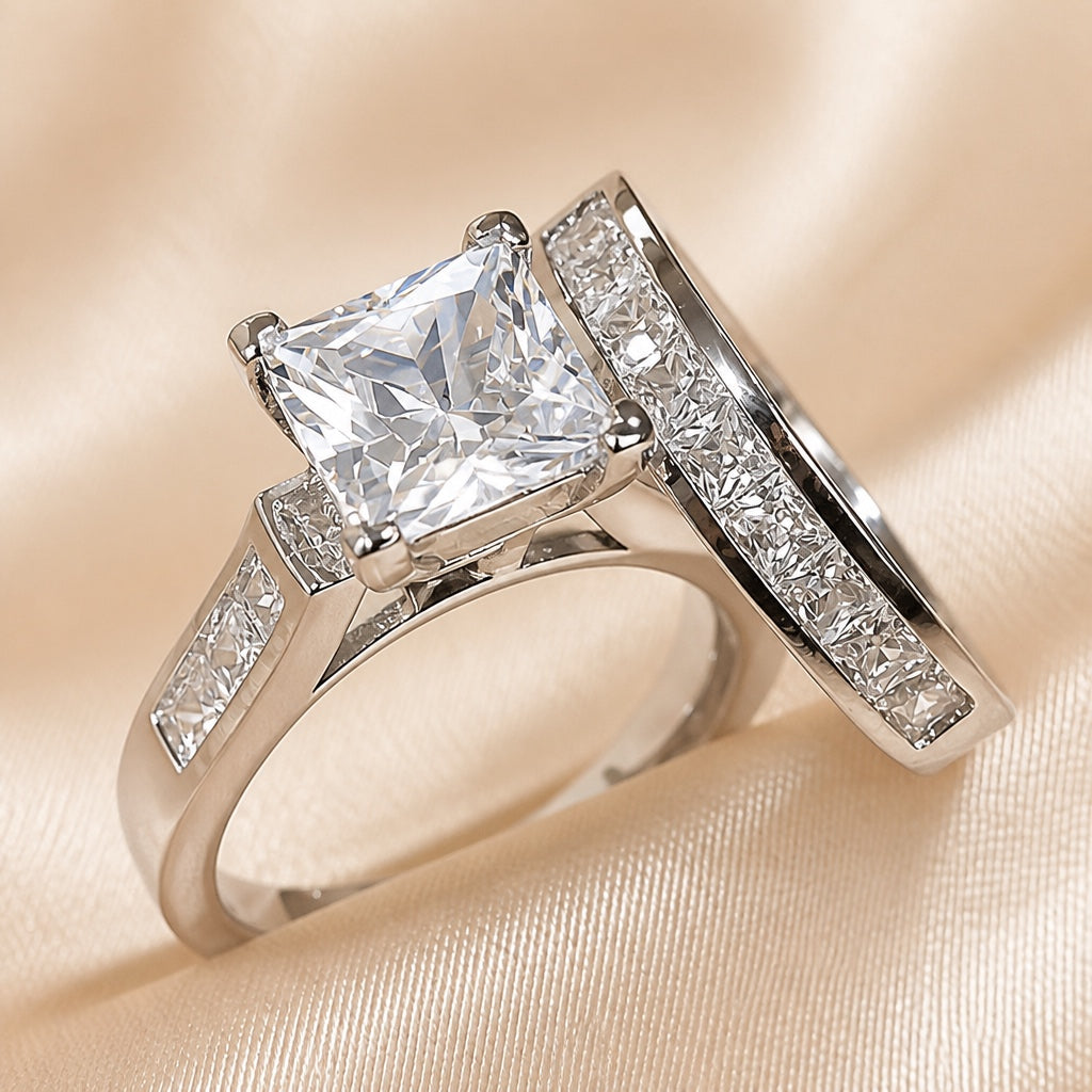 Ring mit quadratischem Zirkonia