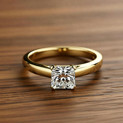 Quadratischer Kristallring Weissgold