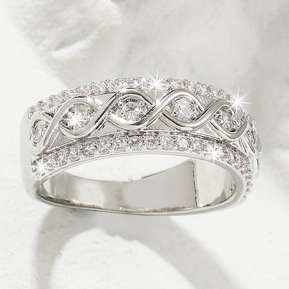 Ring mit doppelter Zirkonia-Reihe