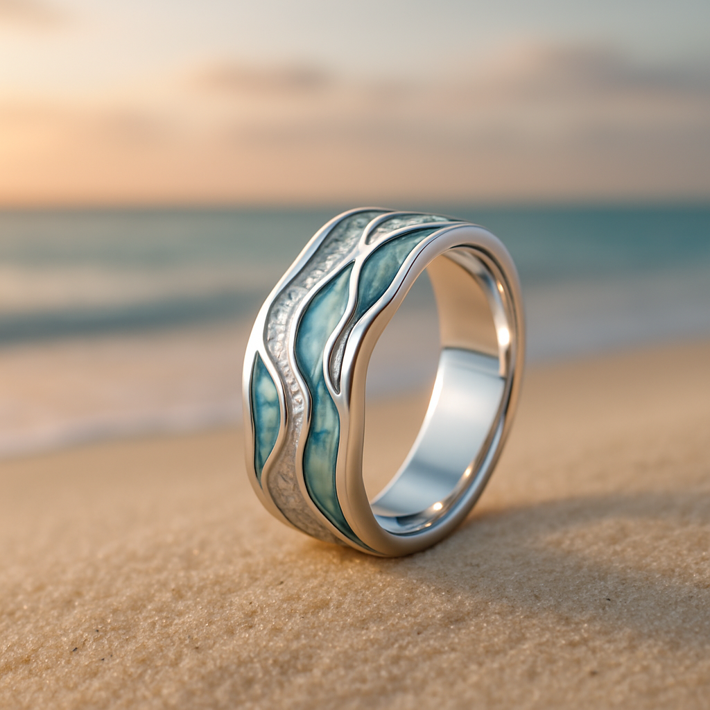 Ring „Türkisfarbene Wellen“ aus Silber