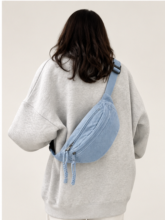 Blau Cord-Schultertasche