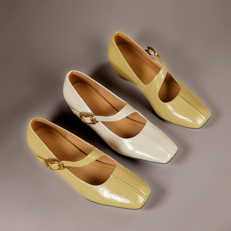 Michèle Eckige Lederpumps